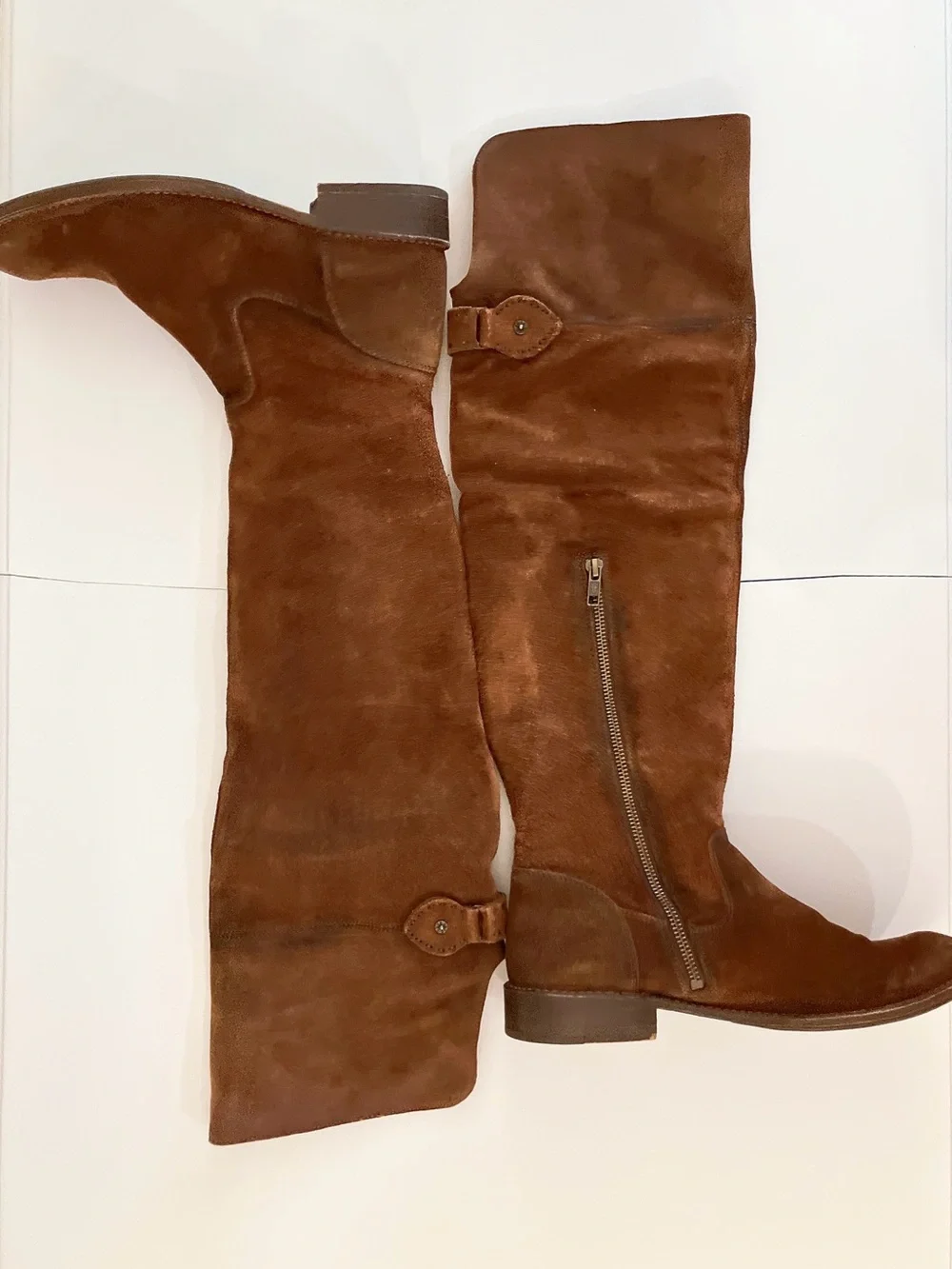 FRYE Suede Knee High Riding Boots Brown Shirley Western Festival